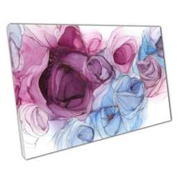 Vibrant Alcohol Ink Floral Canvas Abstract Blue & Purple Art Print For Modern Home Decor - thumbnail 1