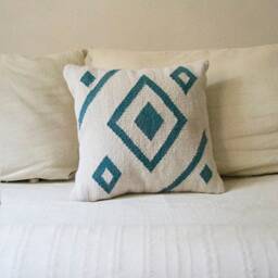 White Nile Handwoven Kilim Throw Pillow Cover Decorative Teal Pillowcases Southwestern Flatwoven 16x16 18x18 20x20 Home Accessories