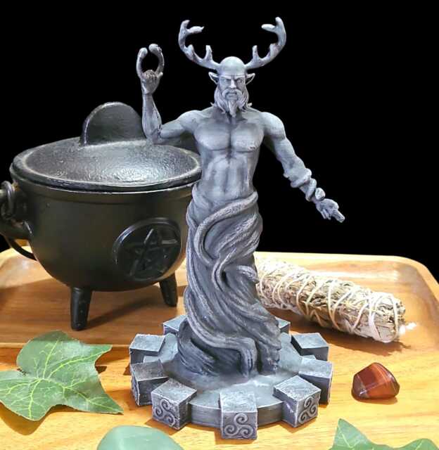 Cernunnos Horned God Figurine, Pagan Of Nature, Celtic God, Witches Altar, Wiccan Goddess, Druid - image 1