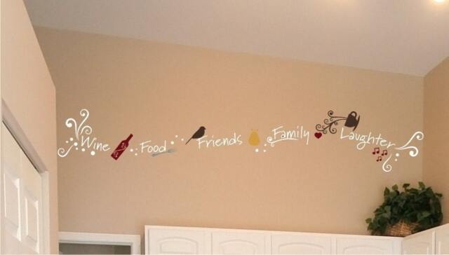 Wine Food Family Friends Laughter Wall Decal Custom Vinyl Home Decor - image 1
