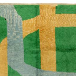 Abstract Tulu Wool Rug Green, Yellow, Blue, Black, Hand-Woven - thumbnail 2