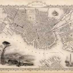 Antique Map Of Boston - 19Th Century City Plan With Harbor View & Landmarks Archival Fine Art Print - thumbnail 2