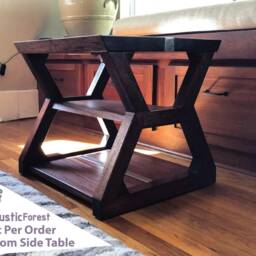 Handmade Solid Wood End Table, Modern Industrial Side Table - thumbnail 2