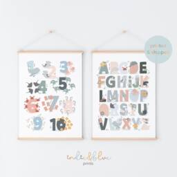 Sea Animals Alphabet Print, Numbers Under The Ocean Prints, Nursery Whale Print - thumbnail 2