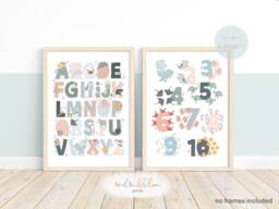 Sea Animals Alphabet Print, Numbers Under The Ocean Prints, Nursery Whale Print - thumbnail 1