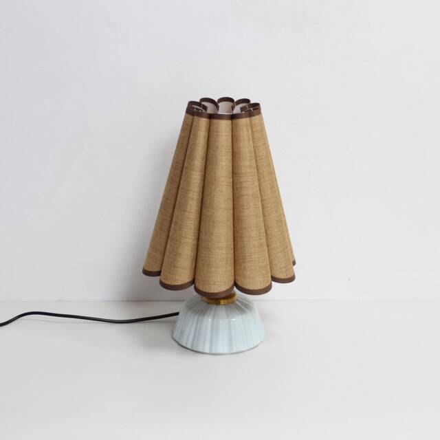 Handmade Khaki Fabric Lamp With Ceramic Base For Home Decor-57# - image 1