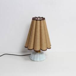 Handmade Khaki Fabric Lamp With Ceramic Base For Home Decor-57#