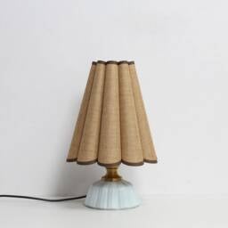 Handmade Khaki Fabric Lamp With Ceramic Base For Home Decor-57# - thumbnail 3