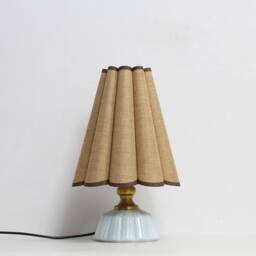 Handmade Khaki Fabric Lamp With Ceramic Base For Home Decor-57# - thumbnail 2