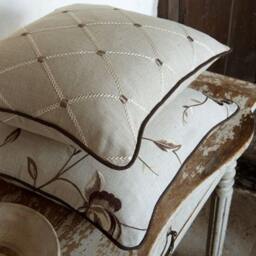 Embroidered Linen Pillow Cover - Clarke & Geometric Cushion - thumbnail 1