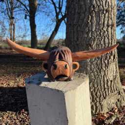 New Hand Carved Wooden Mcfluffkins The Highland Cow - Longhorn Sculpture. Ornament. Statue. Cows - thumbnail 3