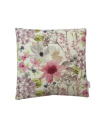 Floral Double Sided Linen Throw Pillow Cover Pink & Green Botanical Design - thumbnail 1