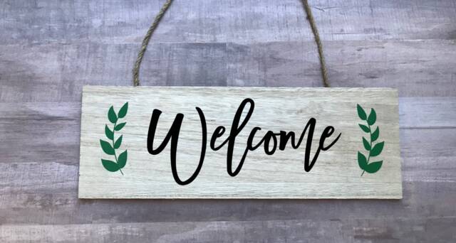 Fall Wood Door Sign, Welcome Thankful Decor, Hanger, Autumn Farmhouse Wall Thanksgiving Sign - image 1