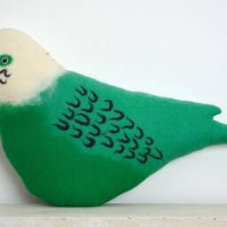 Green Budgie Cushion - thumbnail 2
