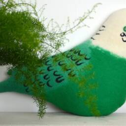 Green Budgie Cushion - thumbnail 3