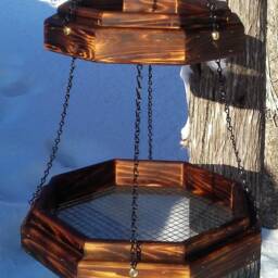 Double Hanging Octagon Platform Bird Or Squirrel Feeder Cedar Wood Tbnup #1Dob - thumbnail 2