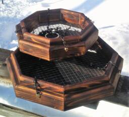 Double Hanging Octagon Platform Bird Or Squirrel Feeder Cedar Wood Tbnup #1Dob