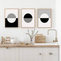 Set Of 3, Geometric Abstract Art, Black Neutral Beige, Living Room Wall Art Poster Prints Home Decor, A5, A4, A3 A3+ A2 Sizes, Fast Delivery - thumbnail 2