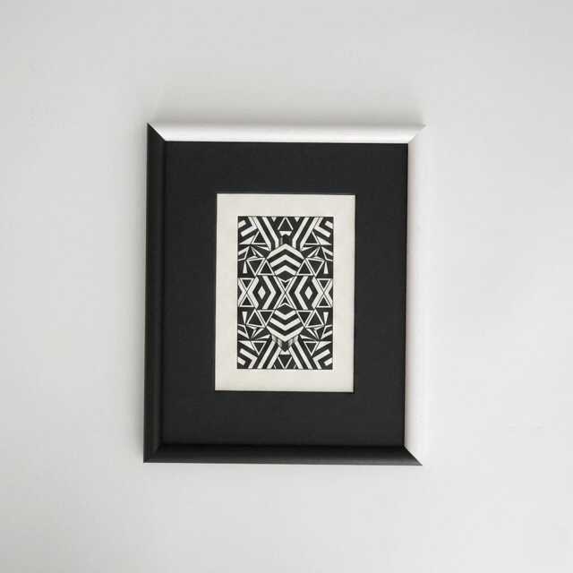Modern Two-Tone Black & White Picture Frame, Open Wood Grain - image 1
