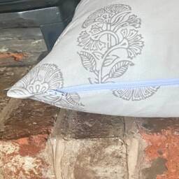 1181. Grey Kerala Block Print, Handmade 100% Cotton Cushion Cover, Various Sizes - thumbnail 2
