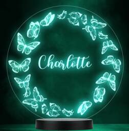 Butterfly Wreath Round Name Personalised Gift Colour Change Led Lamp Night Light - thumbnail 1