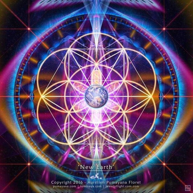 New Earth Mandala Tapestry Sacred Geometry Wall Hanging - image 1