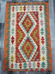 Kilim Rug Classic, Handmade Artisan Afghan Turkish Scandinavian Navajo Bohemian Wool Flatweave Multicolour 118x79 cm - thumbnail 1