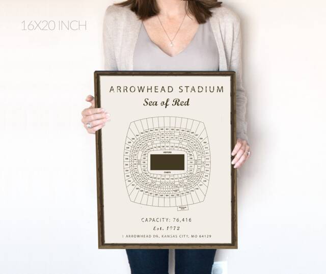 Arrowhead Stadium Seating Chart, Kansas City Chiefs, Print, Sign, Gift For Chiefs Fan Vintage Art - image 1