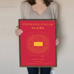 Arrowhead Stadium Seating Chart, Kansas City Chiefs, Print, Sign, Gift For Chiefs Fan Vintage Art - thumbnail 3