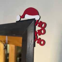 Festive Santa Hat Door Corner Topper Christmas Entryway Decor, Holiday Hanger, Seasonal Ornament - thumbnail 1