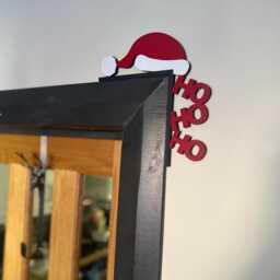 Festive Santa Hat Door Corner Topper Christmas Entryway Decor, Holiday Hanger, Seasonal Ornament - thumbnail 2