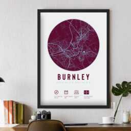 Burnley F.c. Turf Moor Minimalist Map Prints & Frames - The Clarets Gift Decor Granddad Dad Uncle Brother Son Football For Him Her - thumbnail 2