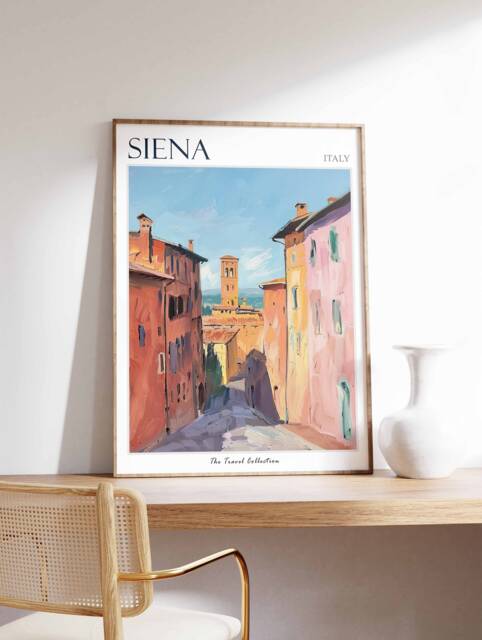 Siena Italy Travel Poster Tuscan Medieval Art Print - image 1