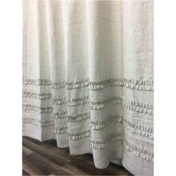 Natural Linen Shower Curtain With 4 Rows Of Ruffles, Undyed Linen, Farmhouse Style, 72x72, 72x85, 72x94, Or Custom Size - thumbnail 3