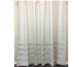 Natural Linen Shower Curtain With 4 Rows Of Ruffles, Undyed Linen, Farmhouse Style, 72x72, 72x85, 72x94, Or Custom Size - thumbnail 1