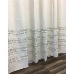 Natural Linen Shower Curtain With 4 Rows Of Ruffles, Undyed Linen, Farmhouse Style, 72x72, 72x85, 72x94, Or Custom Size - thumbnail 2