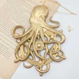 Gold Wall Decoration Octopus On Its Rudder, Pirate Decoration, Oddities & Curiosities, Marine Ornament - thumbnail 2