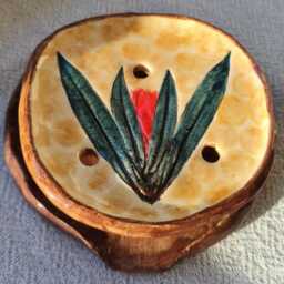Handmade Ceramic Draining Soap Dish With Plant Imprint, Bathroom Decor - thumbnail 3