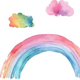 Rainbow & Clouds Pastel Watercolor Style Children's Room Decor Removable Wall Stickers Decal Home D??cor Art Mural Fantasy Princess - thumbnail 3