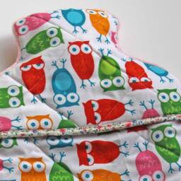 Bright Coloured Sleepy Owls Hot Water Bottle Cover, Fleece Backed For Extra Comfort, Other Colours Available, Perfect Gift Christmas - thumbnail 3
