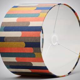 Retro Orange Blue Lampshade, Table Floor Lamp/Ceiling Pendant Small Medium Large 15cm 20cm 25cm 30cm 35cm 40cm Fabric Drum Light Shade - thumbnail 3