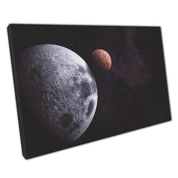 Canvas Wall Art - Planets Stars in Space Ready To Hang Home Office Decor - image 1