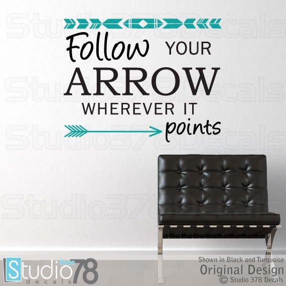 Follow Your Arrow Vinyl Wall Decal - Aztec Decor - 23x18 - image 1