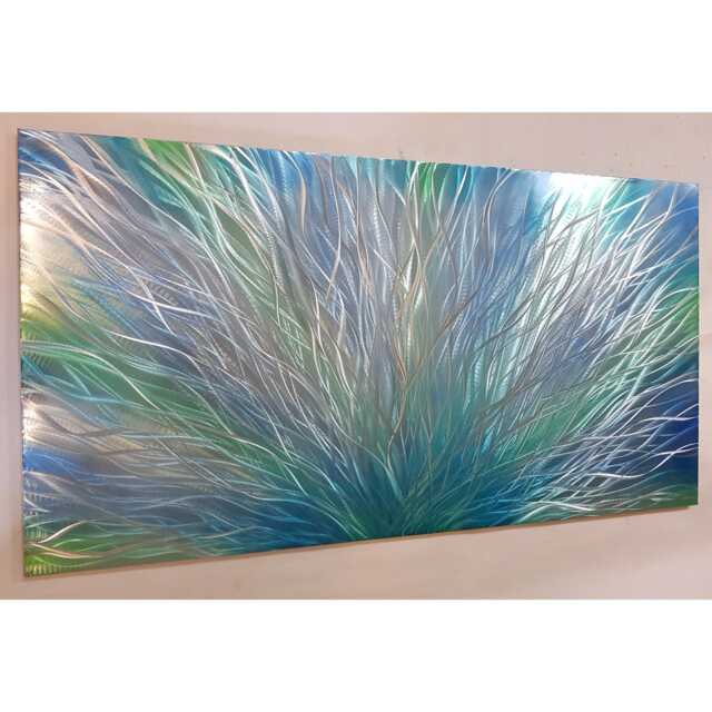Set Adrift. Modern Abstract Metal Wall Art, Blues, Greens, Teal & Silver. Indoor/Outdoor - image 1