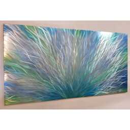 Set Adrift. Modern Abstract Metal Wall Art, Blues, Greens, Teal & Silver. Indoor/Outdoor - thumbnail 1
