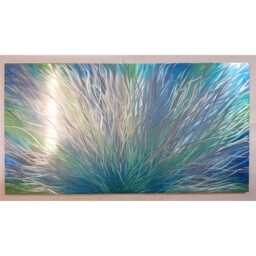 Set Adrift. Modern Abstract Metal Wall Art, Blues, Greens, Teal & Silver. Indoor/Outdoor - thumbnail 2