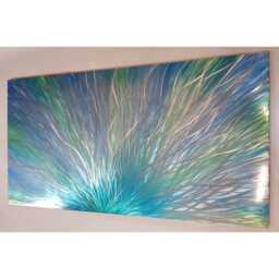 Set Adrift. Modern Abstract Metal Wall Art, Blues, Greens, Teal & Silver. Indoor/Outdoor - thumbnail 3