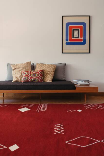 Burgundy Kilim Area Rug - Flatwoven Stitched Wool Contemporary Rugs Modern Low Pile Handcrafted Carpet Living Room Bedroom Aesthetic - image 1