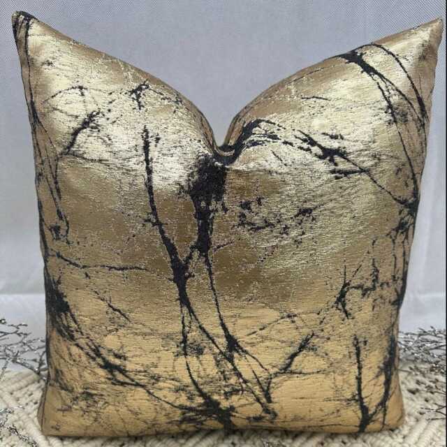 Handcrafted Luxury Gold Black Marble Scatter Cushion - Elegant Sofa Bed Decor Style 119B - image 1