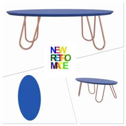 Green Oval Coffee Table With Pronged Copper Hairpin Legs - thumbnail 3